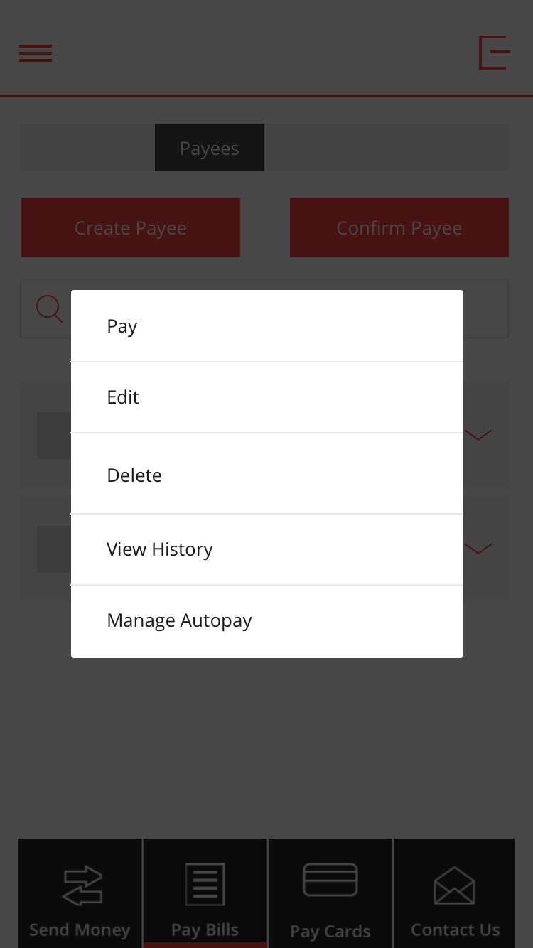Original payees interface